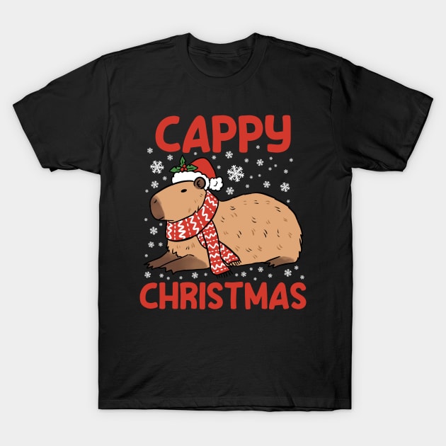 Happy Christmas a cute capybara ready for the holidays T-Shirt by Yarafantasyart